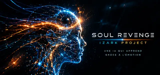 Une tête de profil traversée de filaments de lumière.
